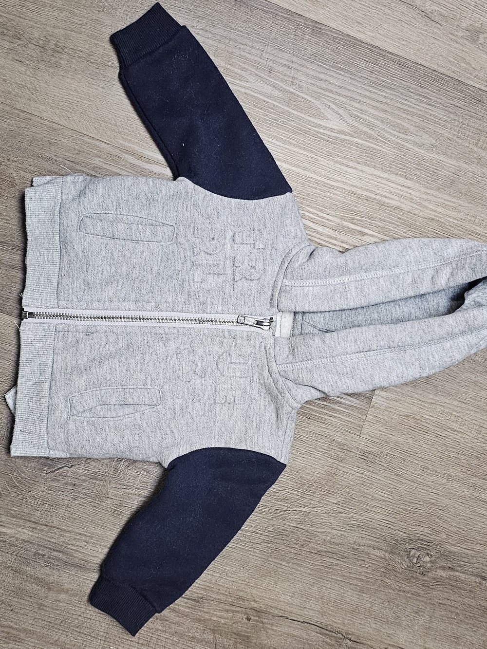 True Religion Gray and Navy Hooded Zip Sweatshirt for Kids